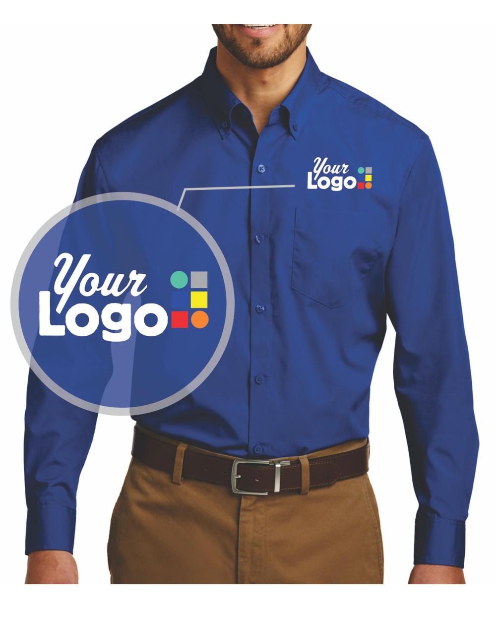 Port Authority L/S Carefree Poplin Custom Shirt, color: True Royal