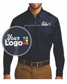 Port Authority L/S Carefree Poplin Custom Shirt, color: River Blue Navy