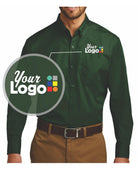 Port Authority L/S Carefree Poplin Custom Shirt, color: Deep Forest Green
