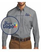 Port Authority L/S Carefree Poplin Custom Shirt, color: Gusty Grey