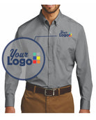 Port Authority L/S Carefree Poplin Custom Shirt, color: Gusty Grey