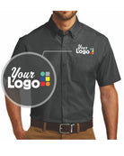 Port Authority S/S Carefree Poplin Custom Shirt, color: Graphite