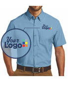 Port Authority S/S Carefree Poplin Custom Shirt, color: Carolina Blue