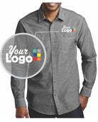 Port Authority L/S Slub Champray Custom Shirt, color: Grey