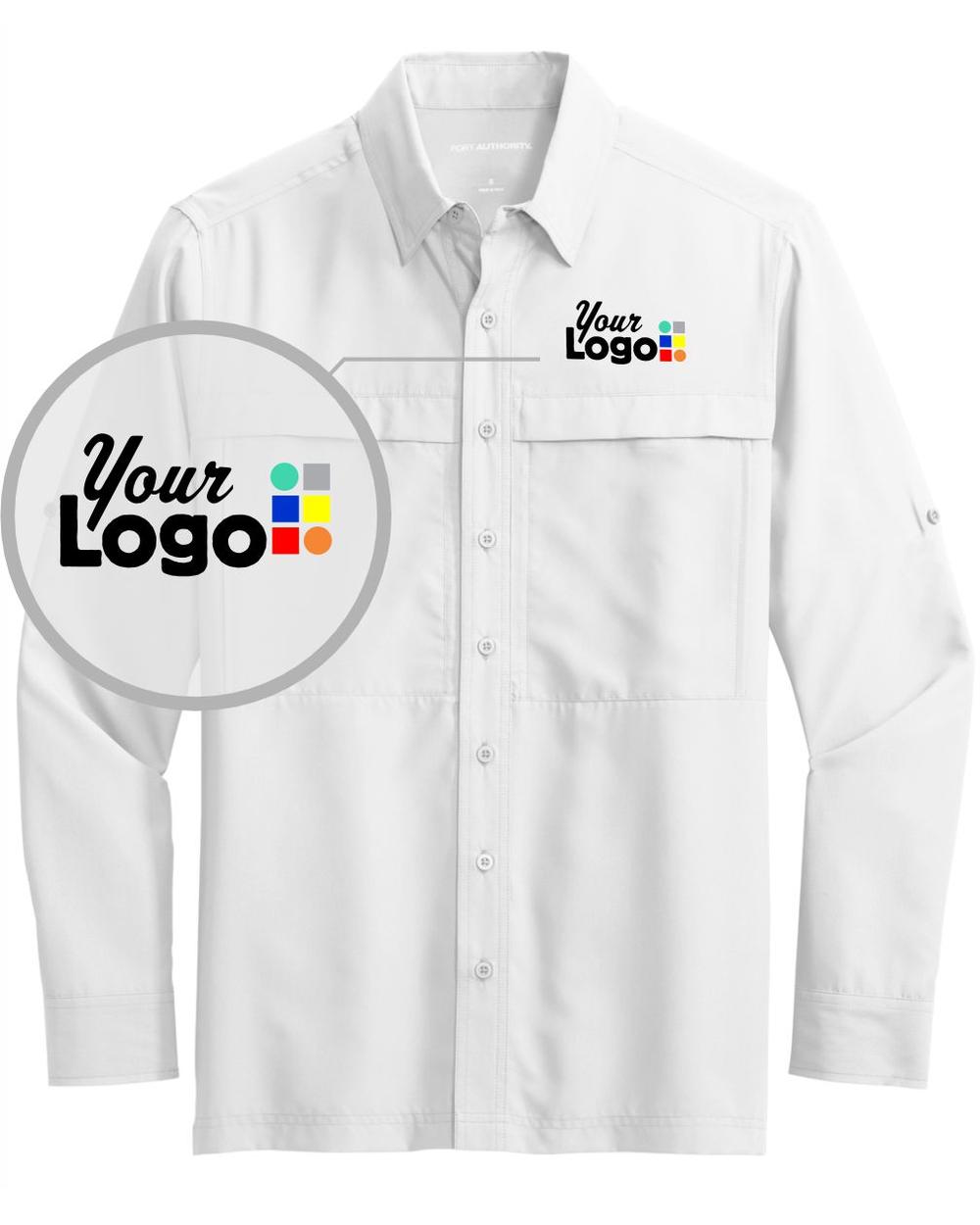 Port Authority L/S UV Daybreak Fishing Custom Shirt, color: White