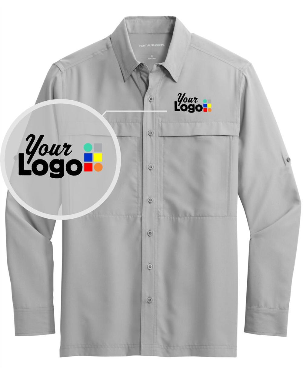 Port Authority L/S UV Daybreak Fishing Custom Shirt, color: Gusty Grey