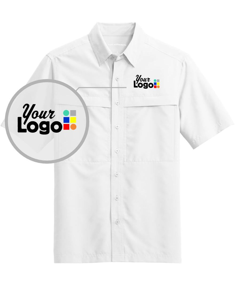 Port Authority S/S UV Daybreak Fishing Custom Shirt, color: White