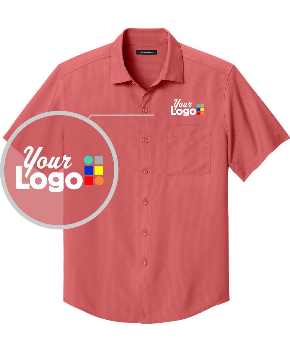 Port Authority S/S UV Dockside Custom Shirt, color: Coral Reef