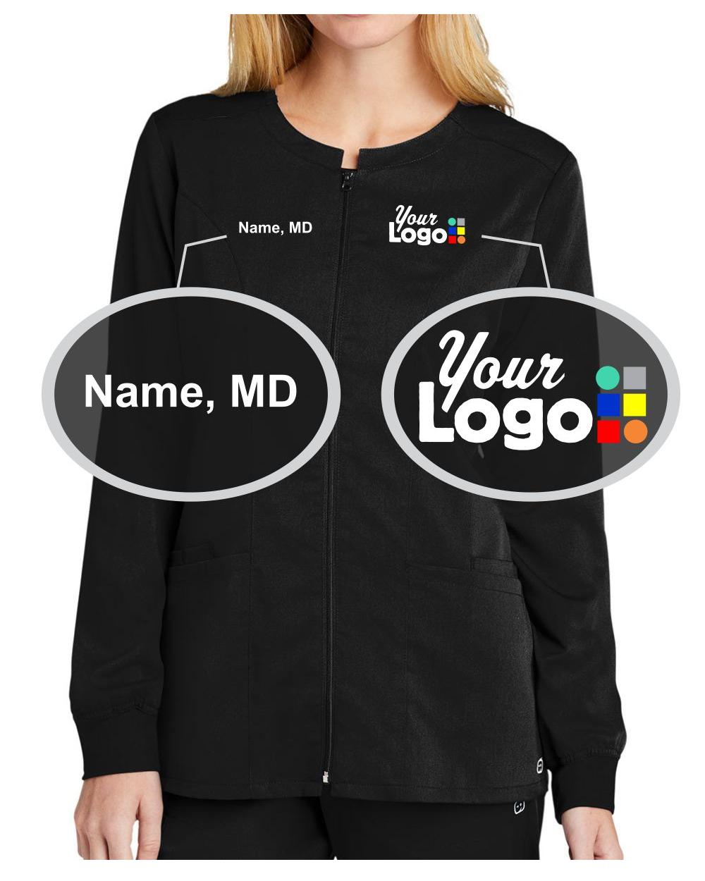 Women's Premiere Flex Full-Zip Jacket Custom-Scrub Package, color: Black