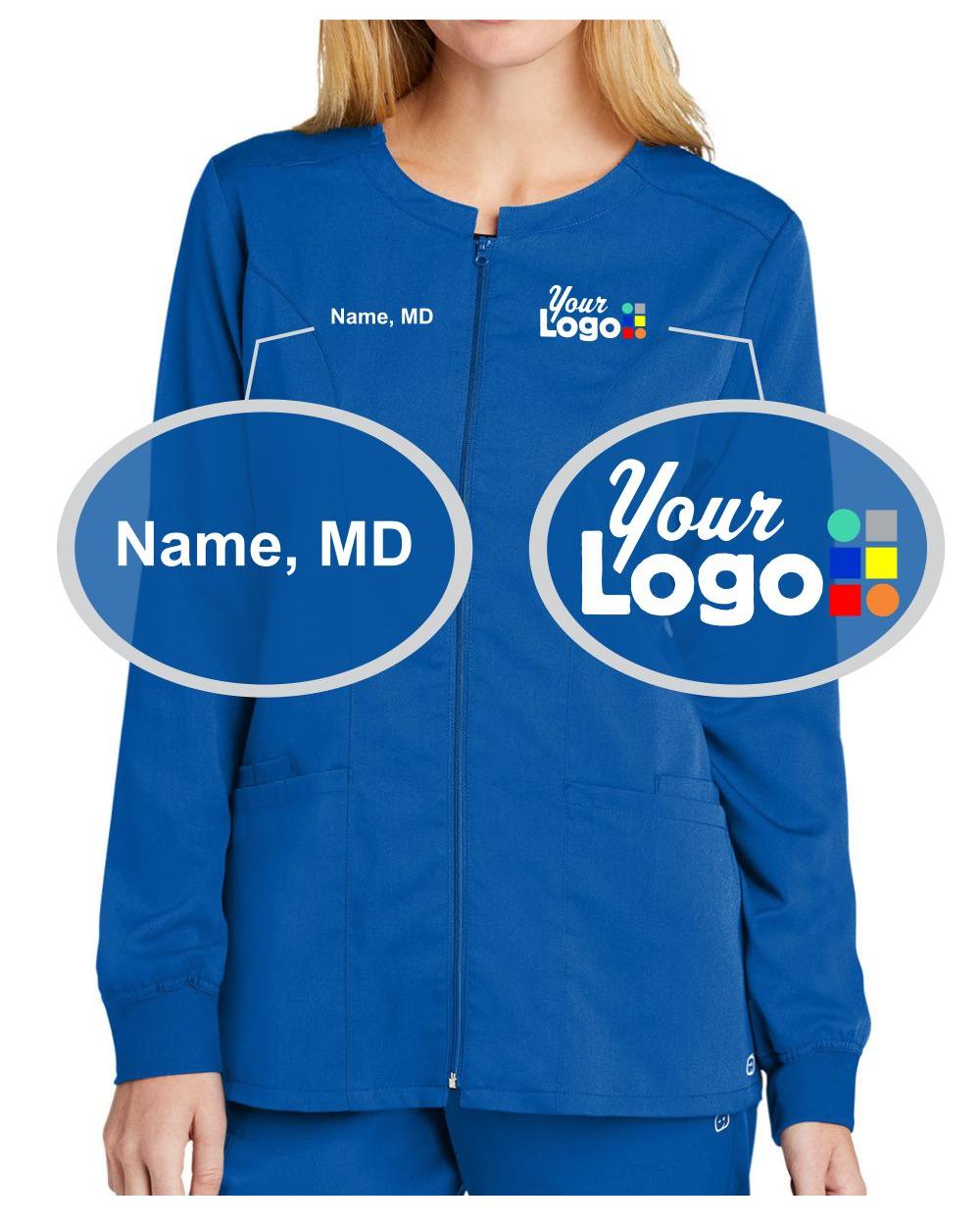 Women's Premiere Flex Full-Zip Jacket Custom-Scrub Package, color: Royal