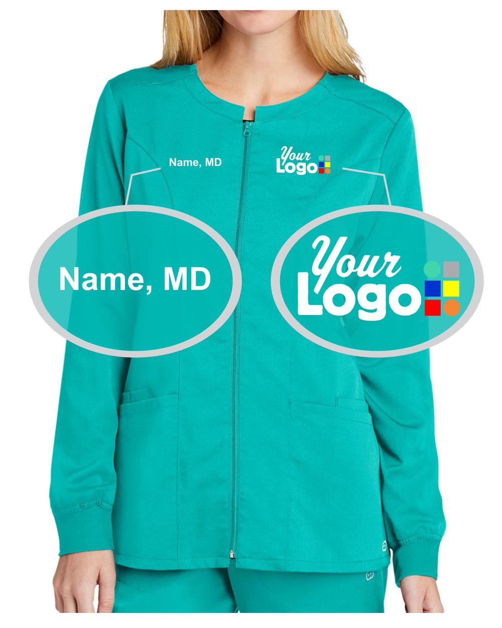 Women's Premiere Flex Full-Zip Jacket Custom-Scrub Package, color: Teal
