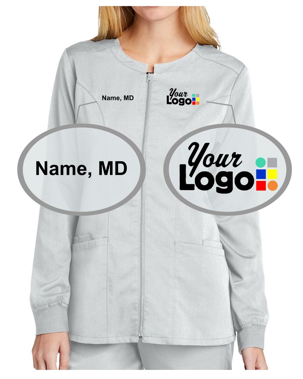 WonderWink Premiere Flex Full-Zip Custom Scrub Jacket, color: White