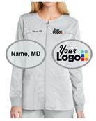 WonderWink Premiere Flex Full-Zip Custom Scrub Jacket, color: White