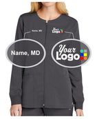 WonderWink Premiere Flex Full-Zip Custom Scrub Jacket, color: Pewter