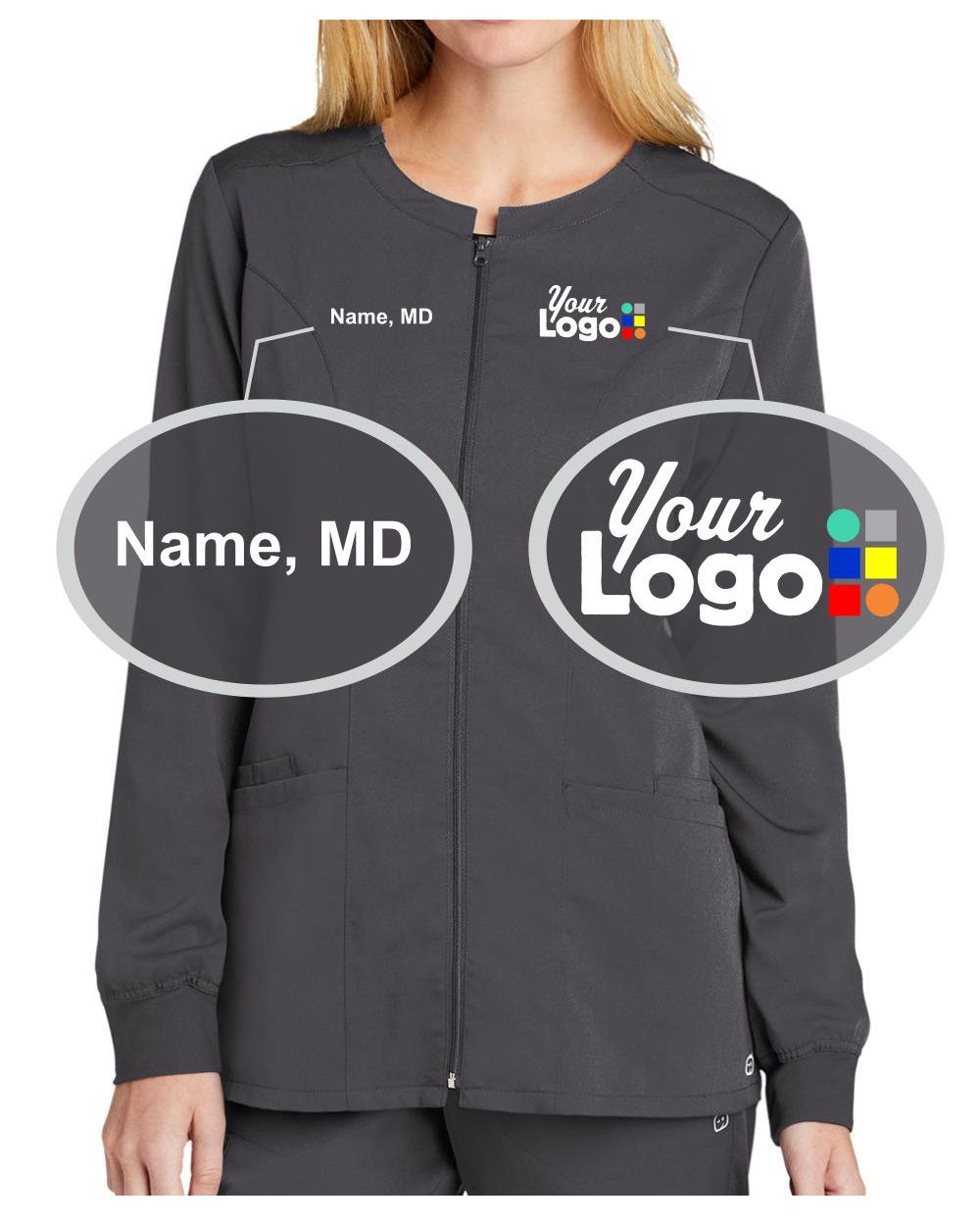 WonderWink Premiere Flex Full-Zip Custom Scrub Jacket, color: Pewter