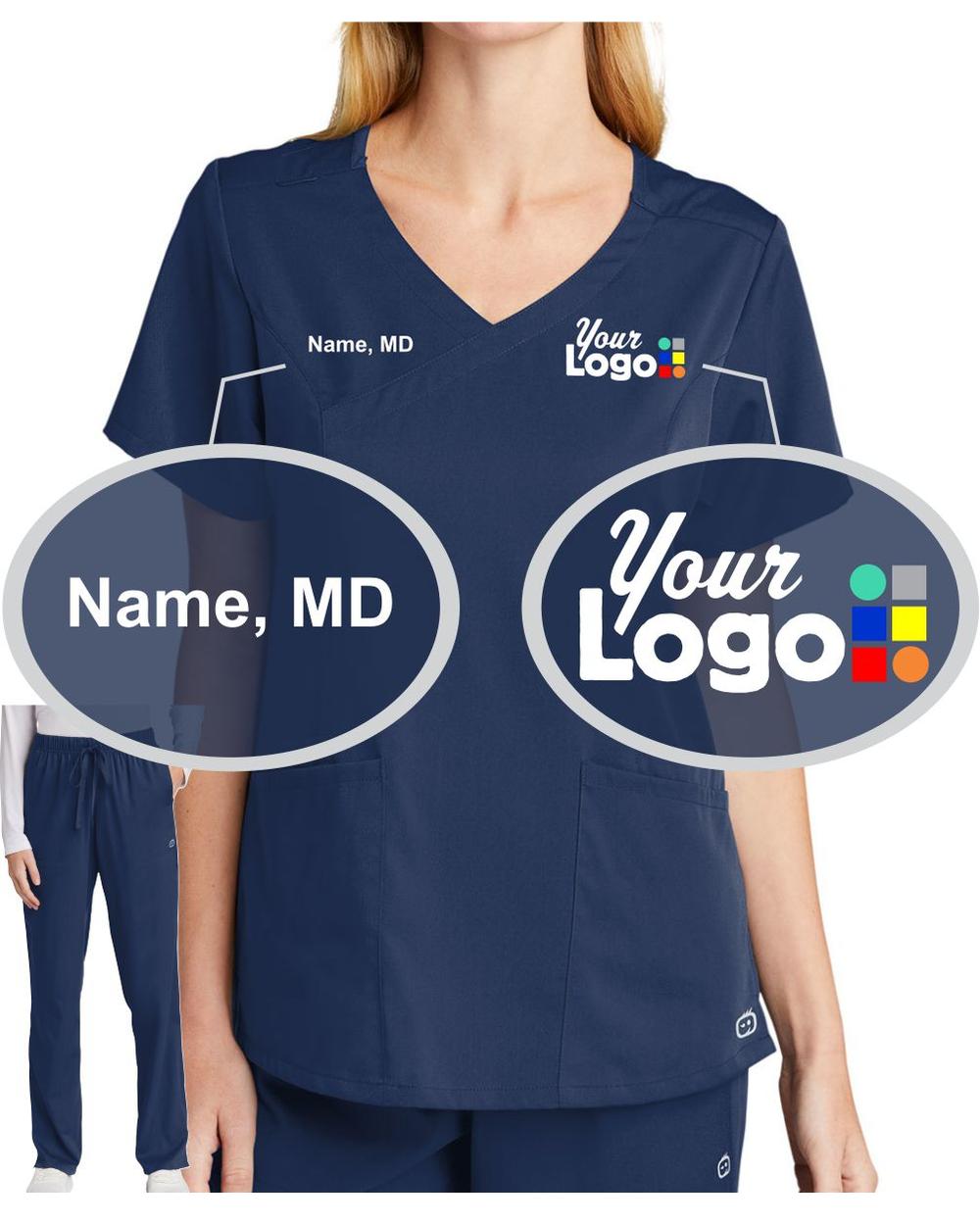 Women's Premiere Flex V-Neck Custom-Scrub Package, color: Navy