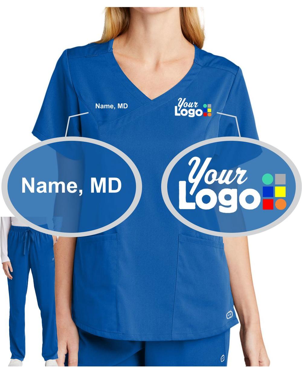 Women's Premiere Flex V-Neck Custom-Scrub Package, color: Royal