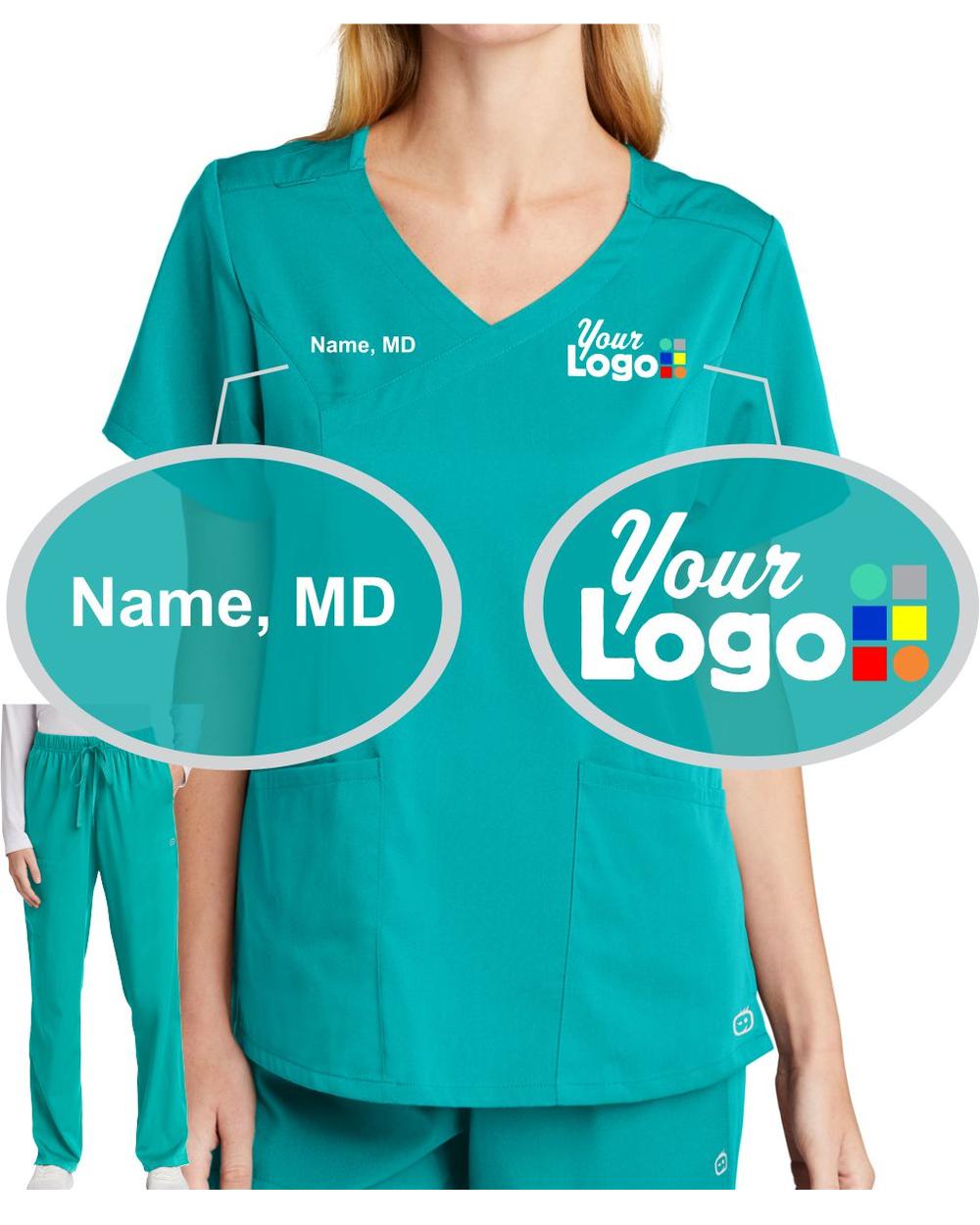 WonderWink Premiere Flex V-Neck Custom Scrub Uniform, color: Teal