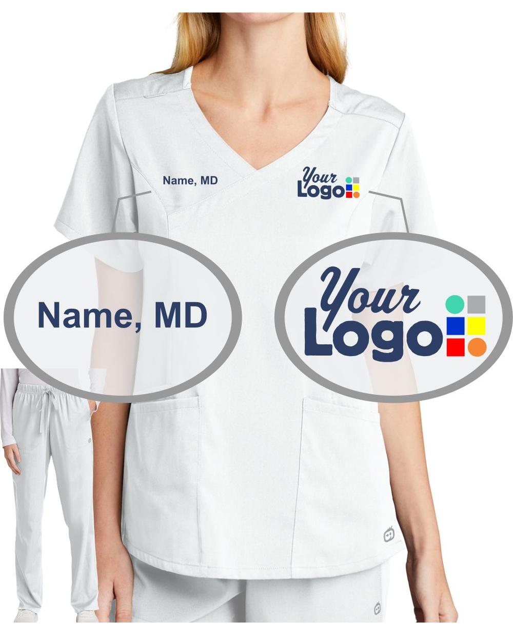 Women's Premiere Flex V-Neck Custom-Scrub Package, color: White