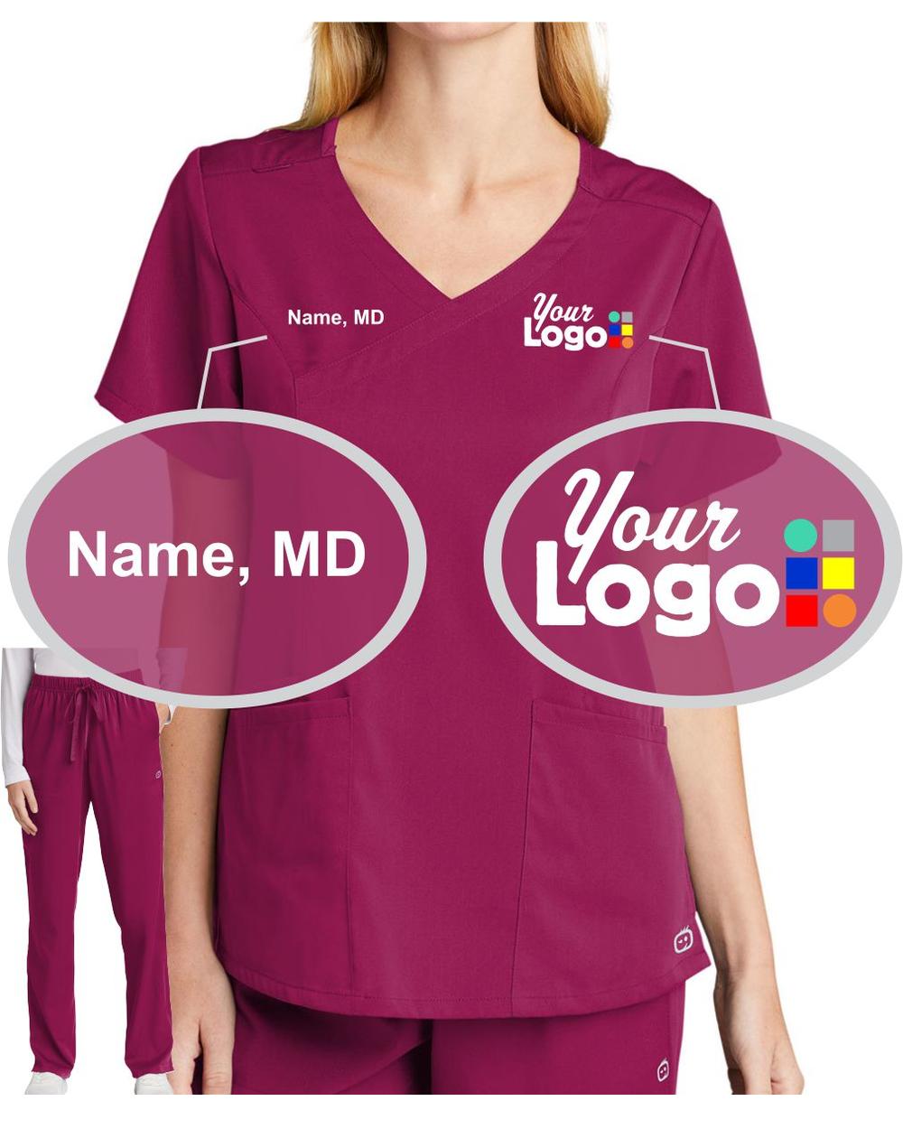 Women's Premiere Flex V-Neck Custom-Scrub Package, color: Wine