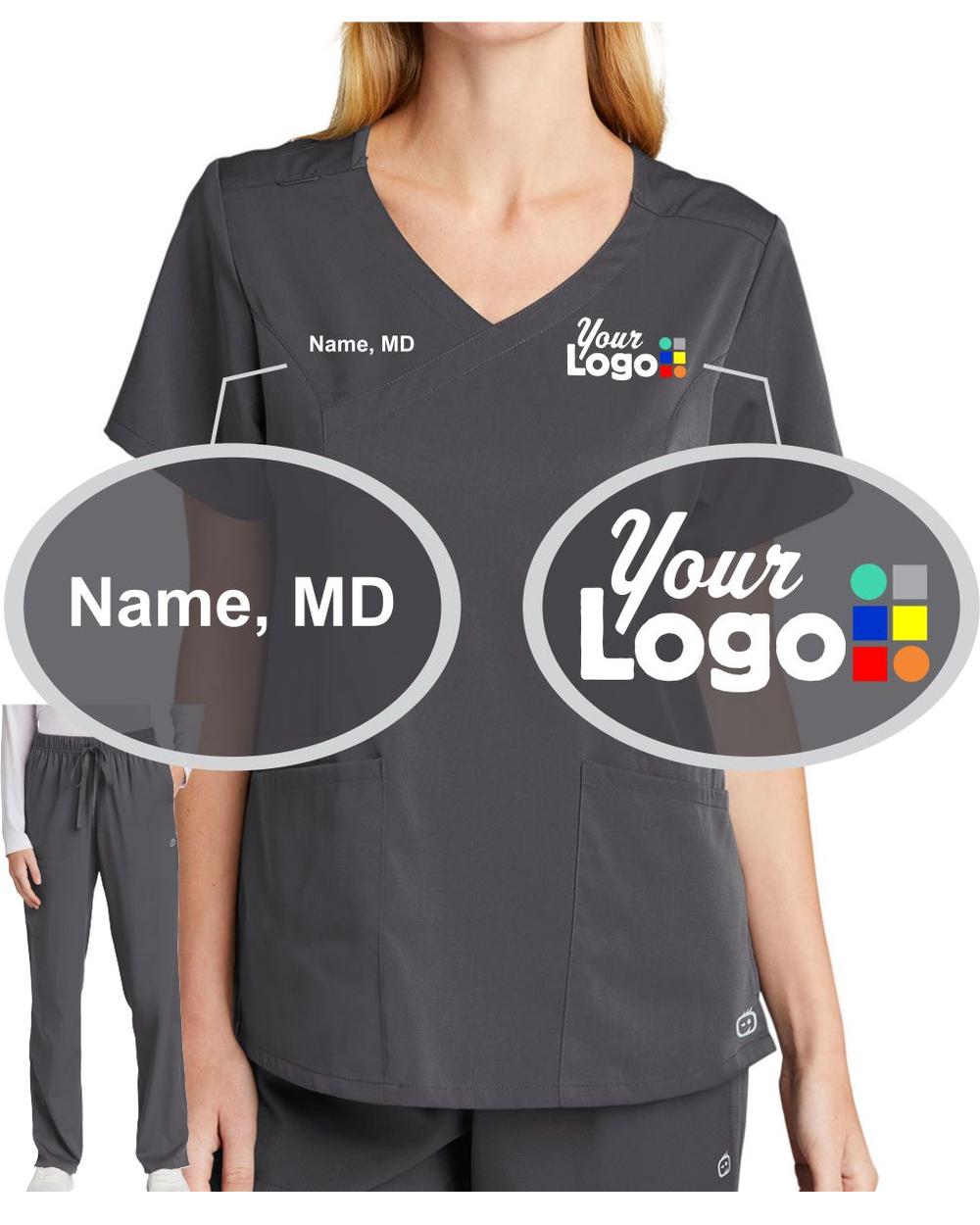 Women's Premiere Flex V-Neck Custom-Scrub Package, color: Pewter