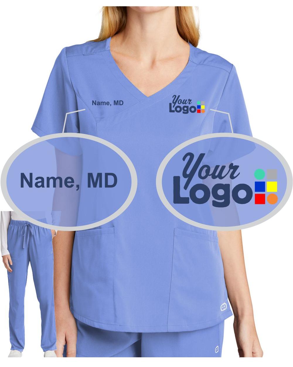 Women's Premiere Flex V-Neck Custom-Scrub Package, color: Ceil