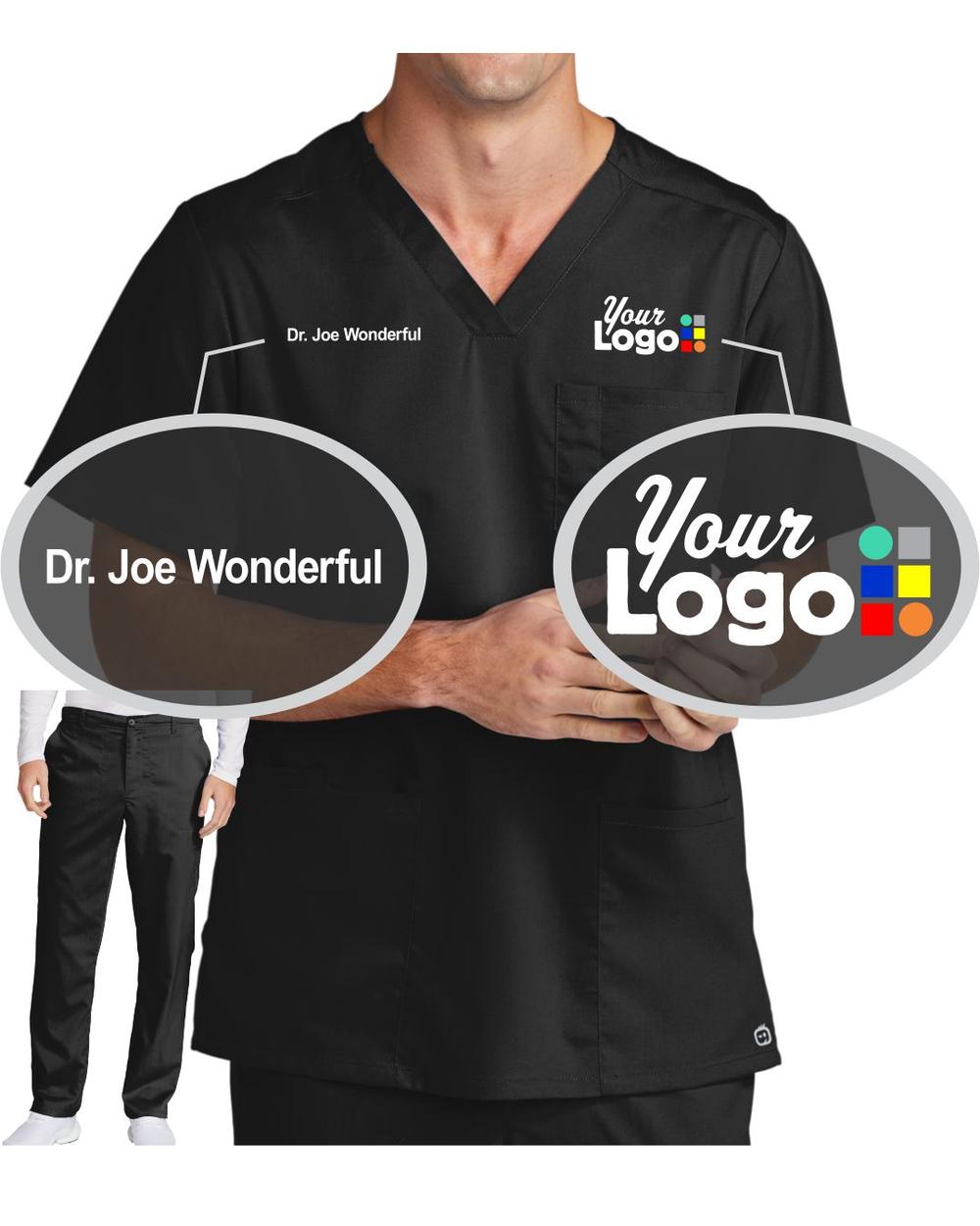 WonderWink Premiere Flex V-Neck Custom Scrub Uniform, color: Black