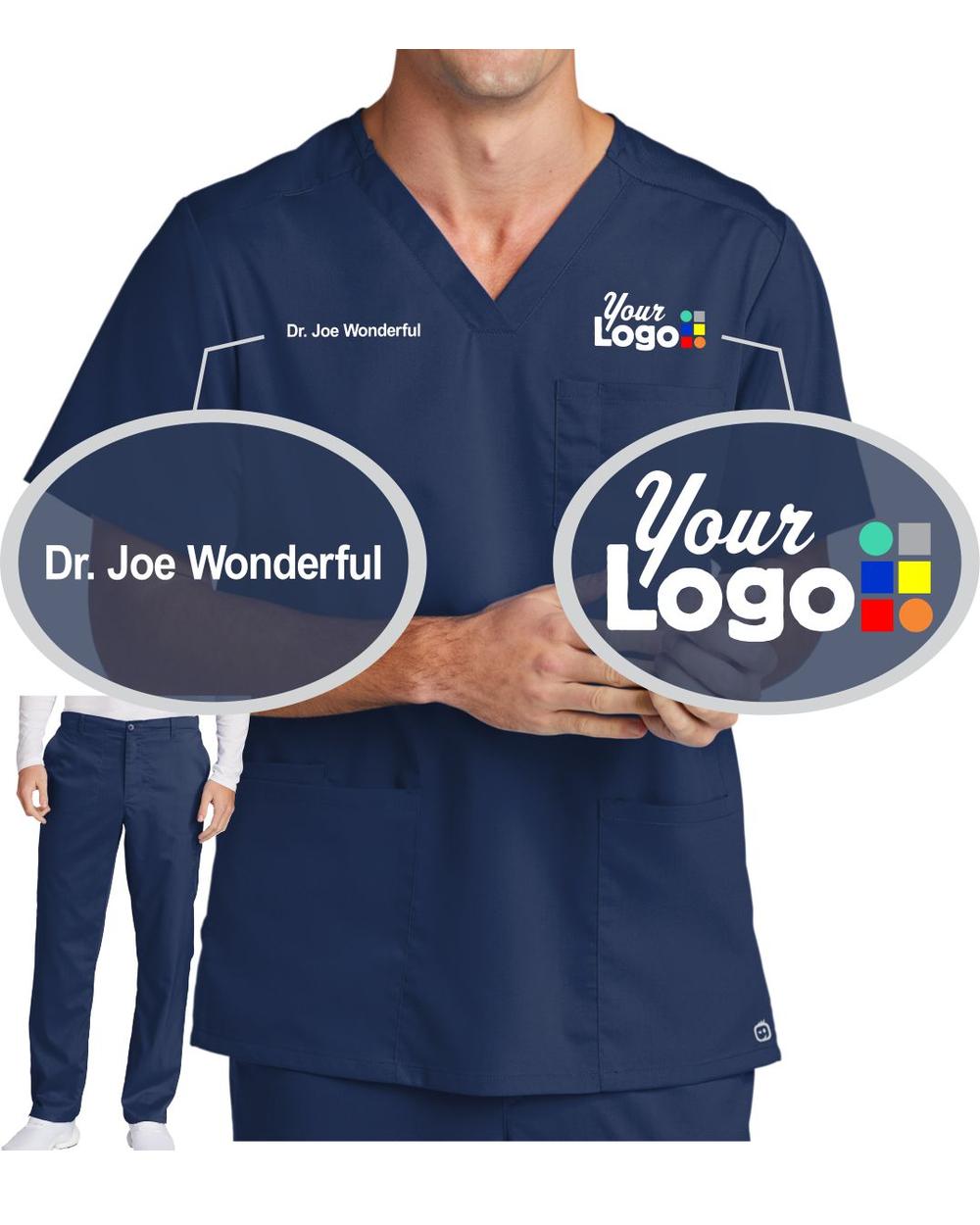 Men's Premiere Flex V-Neck Custom-Scrub Package, color: Navy