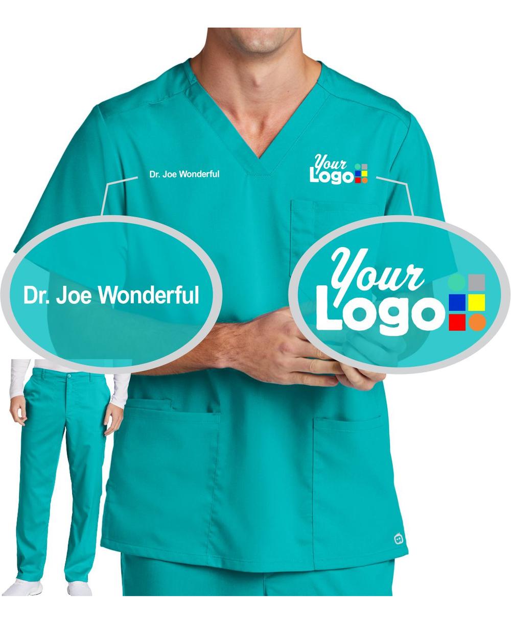 Men's Premiere Flex V-Neck Custom-Scrub Package, color: Teal