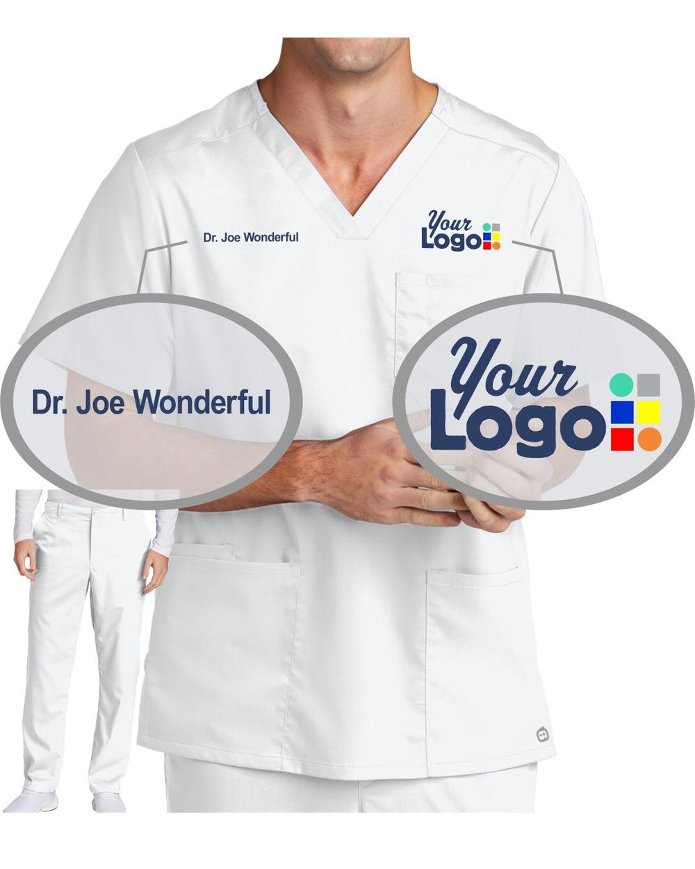 WonderWink Premiere Flex V-Neck Custom Scrub Uniform, color: White