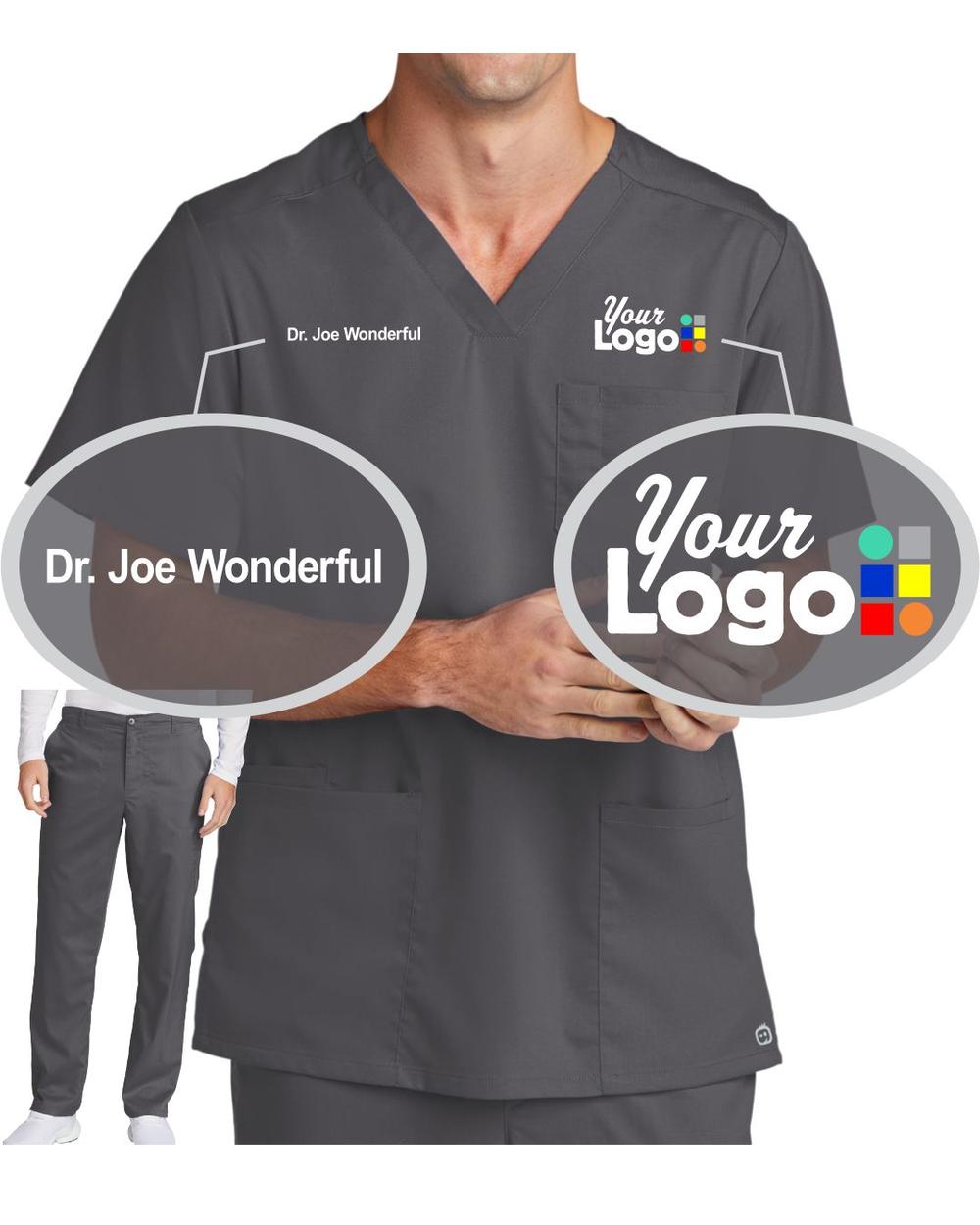 Men's Premiere Flex V-Neck Custom-Scrub Package, color: Pewter