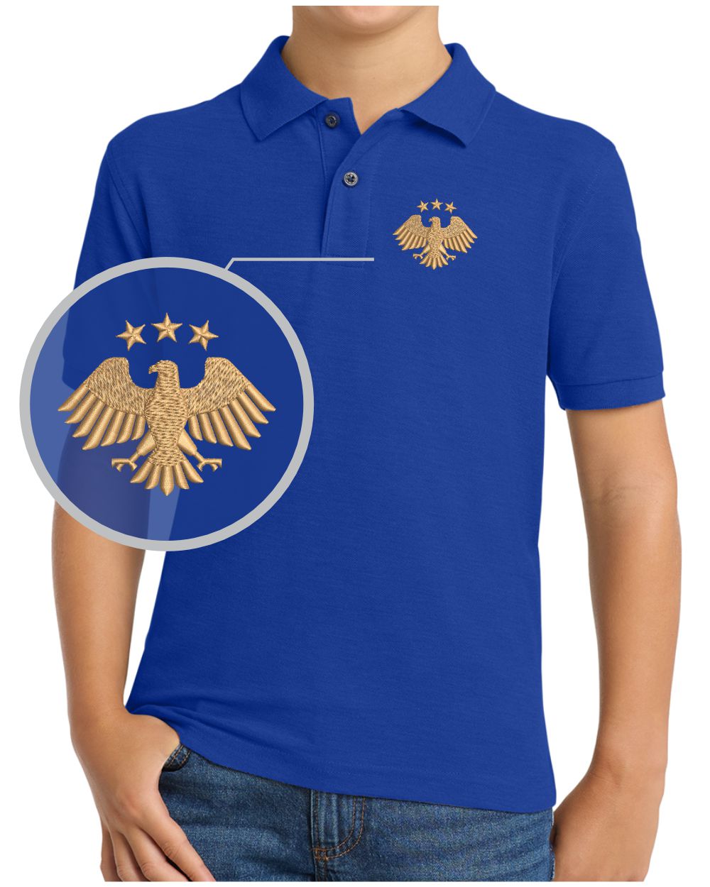 Port Authority S/S Silk Touch Syria's New Eagle Golf Shirt, color: Royal