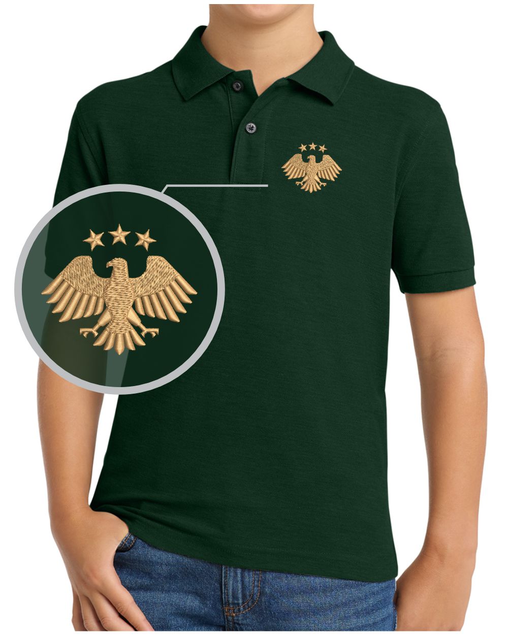 Port Authority S/S Silk Touch Syria's New Eagle Golf Shirt, color: Dark Green