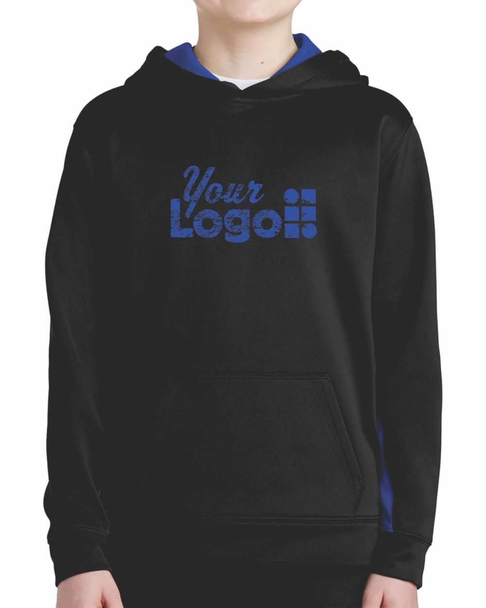 Sport-Tek ColorBlock Custom Hoodie, color: Black/True Royal