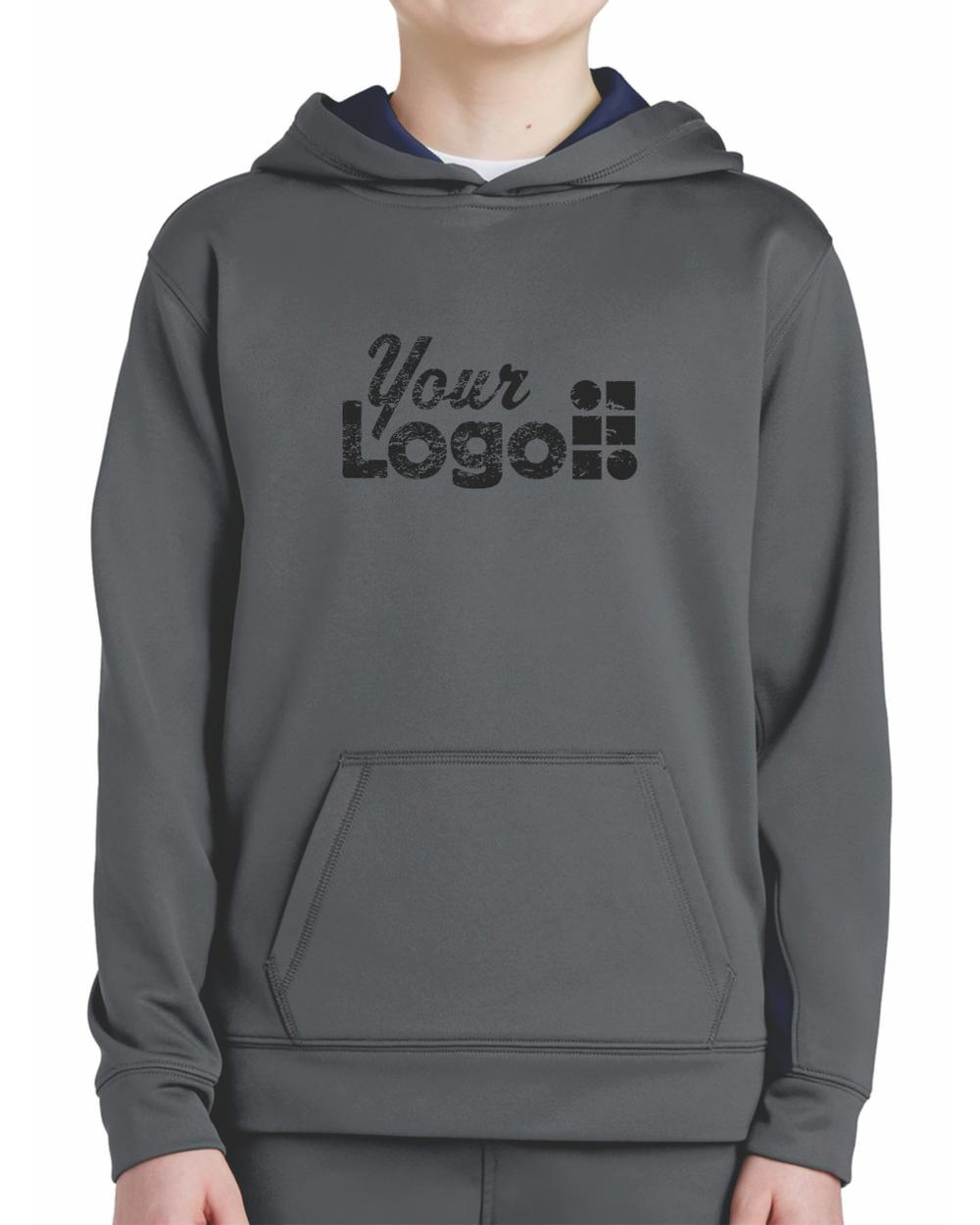 Sport-Tek ColorBlock Custom Hoodie, color: Dark Smoke Grey/Navy