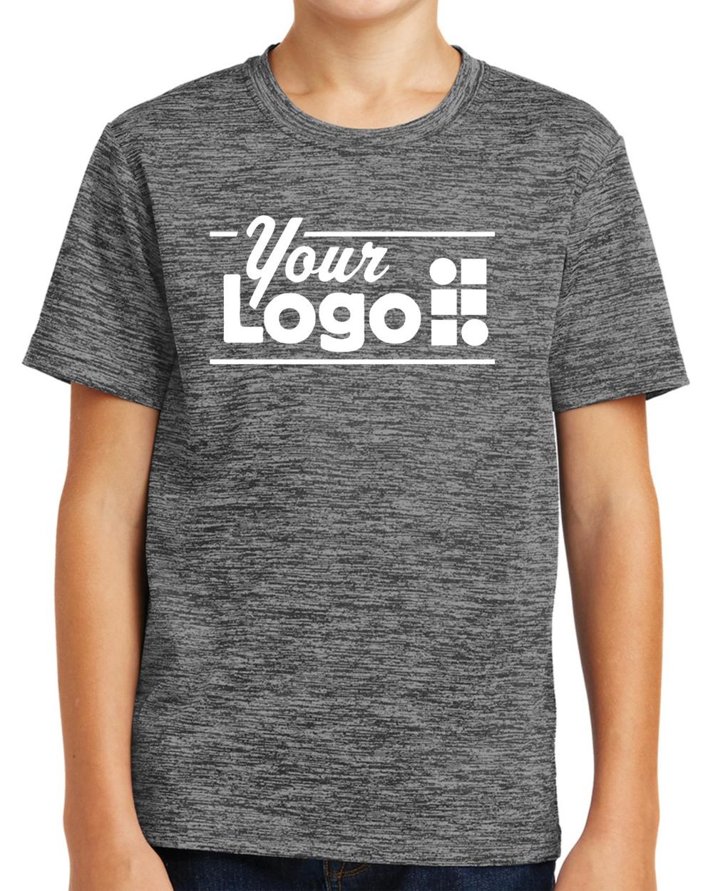 Sport-Tek S/S Electric Heather Custom T-Shirt, color: Grey-Black Electric