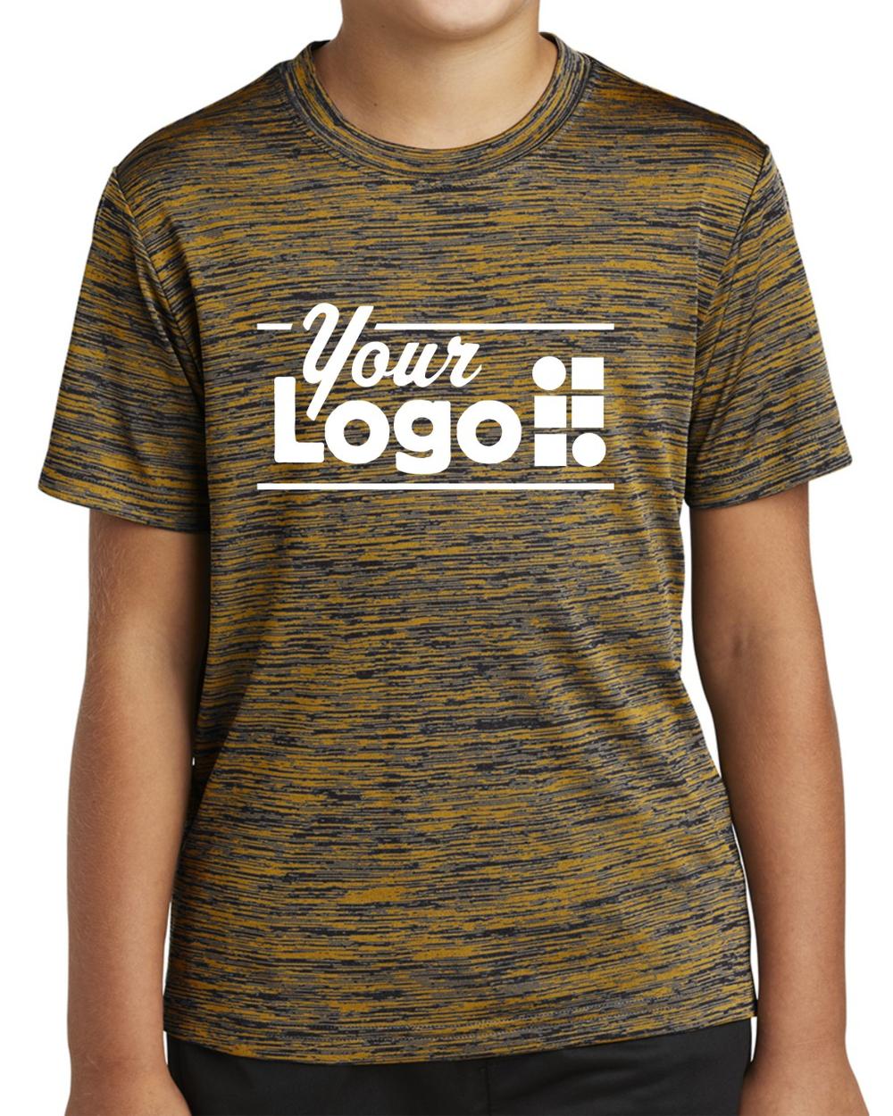 Sport-Tek S/S Electric Heather Custom T-Shirt, color: Gold-Black Electric