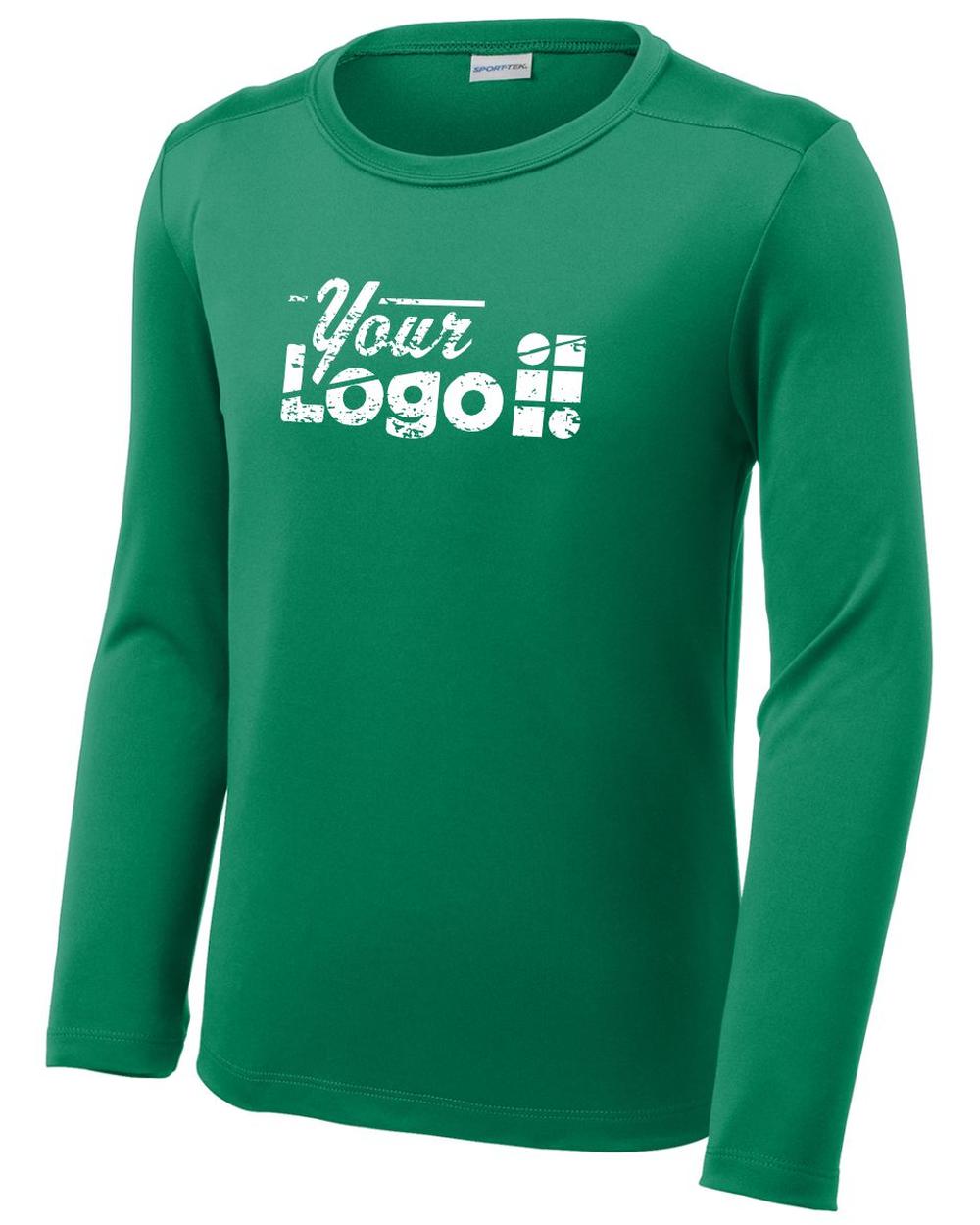 Sport-Tek L/S Posi-UV Pro Scoop Neck Custom T-Shirt, color: Kelly Green