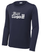 Sport-Tek L/S Posi-UV Pro Scoop Neck Custom T-Shirt, color: True Navy