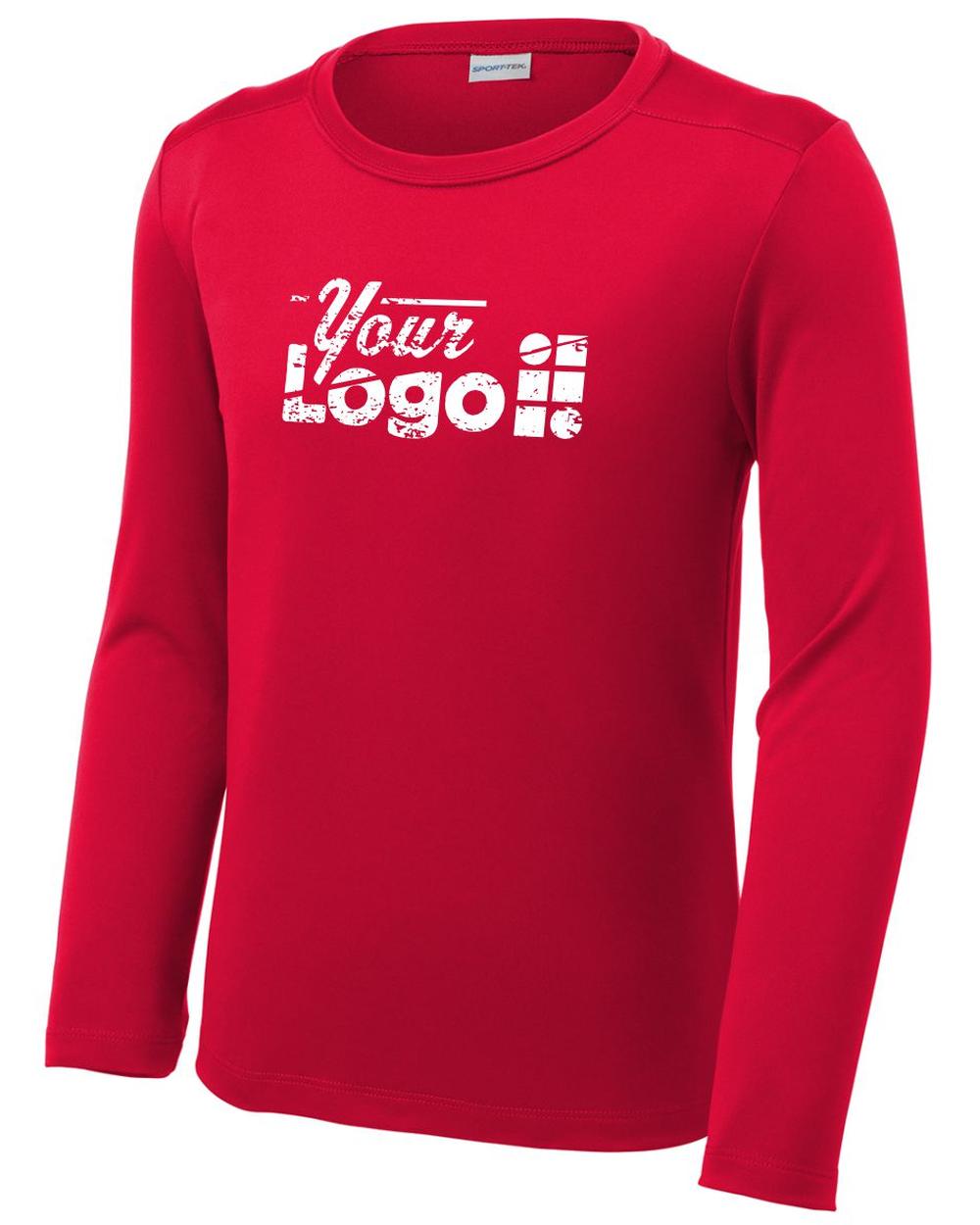 Sport-Tek L/S Posi-UV Pro Scoop Neck Custom T-Shirt, color: True Red