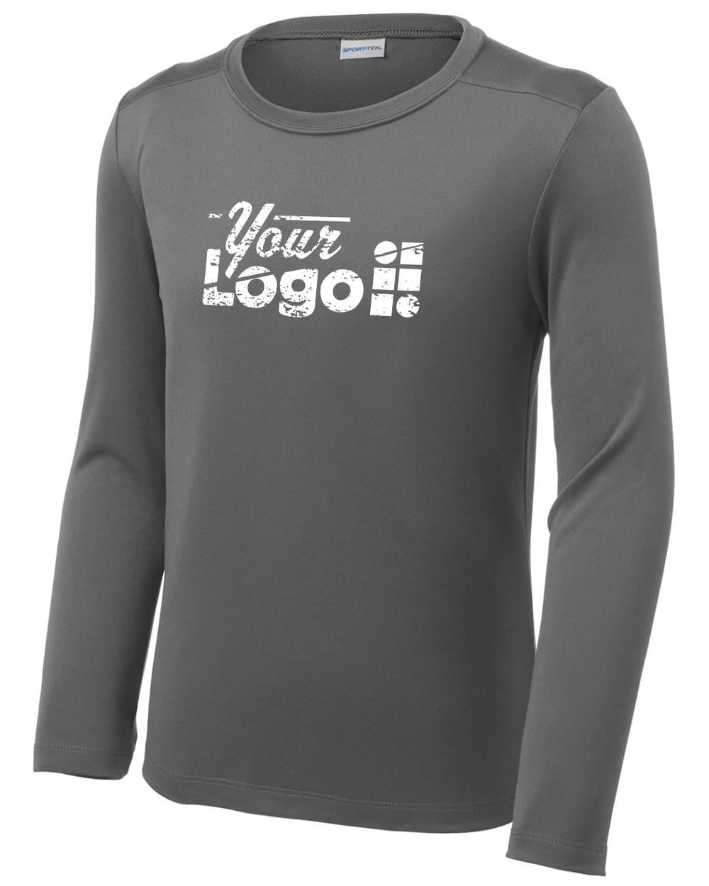 Sport-Tek L/S Posi-UV Pro Scoop Neck Custom T-Shirt, color: Dark Smoke Grey
