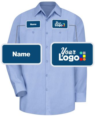 WF Men's L/S DuraStripe Custom-Logo Work Shirt