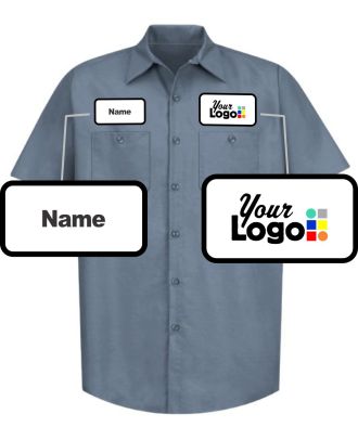 WF Men's S/S Solid Custom-Logo Work Shirt